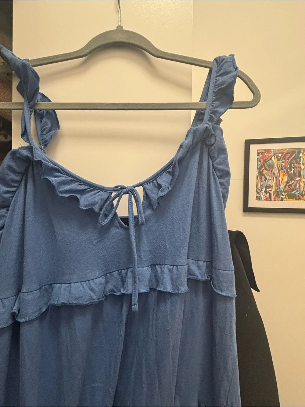 J. Crew Blue Tiered Ruffle Tie-Shoulder Maxi Dress